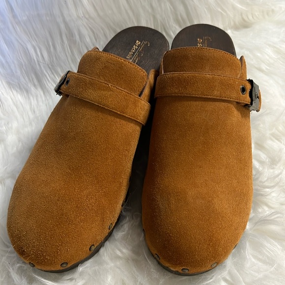 DR. SCHOLLS original collection, camel brown suede clogs, like new, 9M - Picture 1 of 8